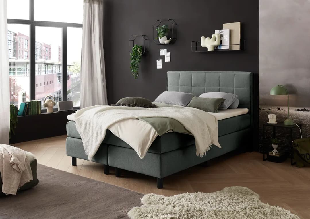 Boxbett Kalyango 140 x 200cm Strukturstoff Cully Grau | Grau
