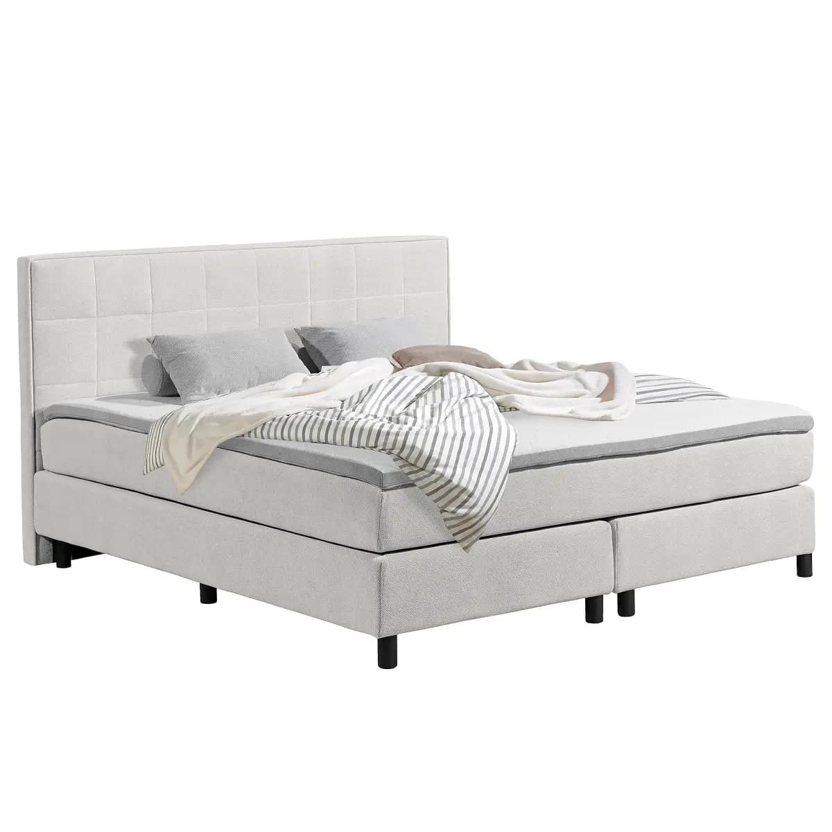 Boxbett Kalyango 180 x 200cm Strukturstoff Cully Grau | Grau
