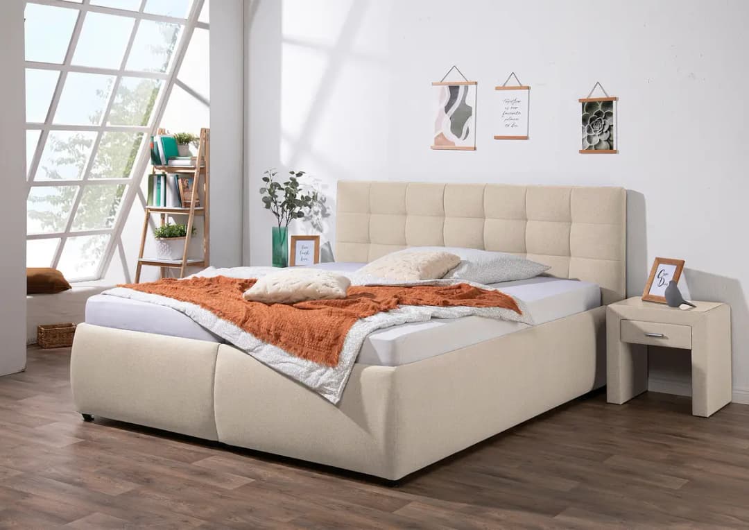 Ridgevalley Polsterbett Mouflon mit Matratze 160 x 200cm Webstoff