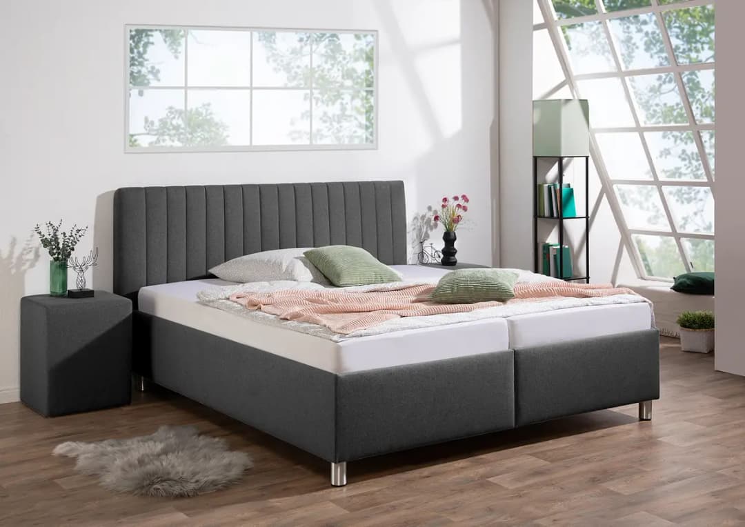 loftscape Polsterbett Deinert mit Matratze 180 x 200cm Webstoff Ramse