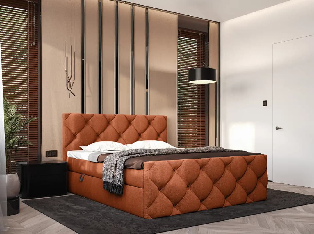 Boxbett Kissling 180 x 200cm Strukturstoff Cully Rostbraun