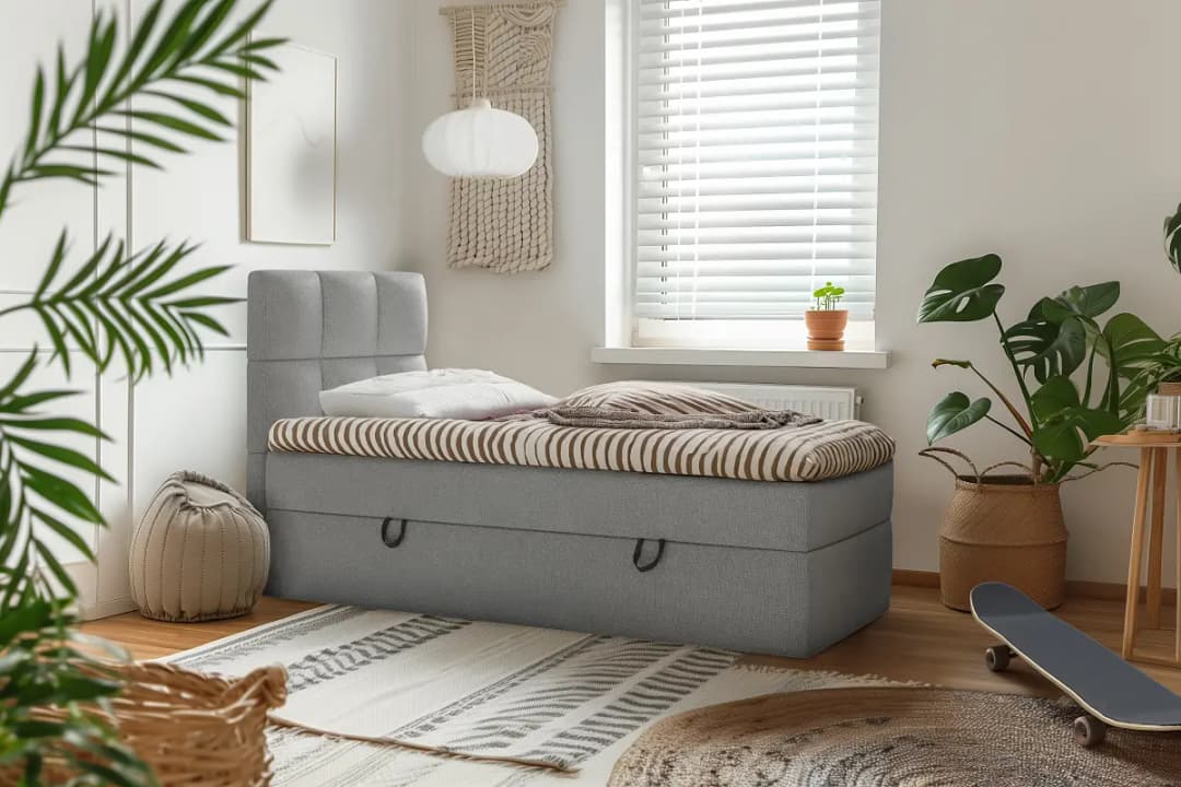 loftscape Boxbett Rudisell 90 x 200cm Strukturstoff Cully Dunkelgrau