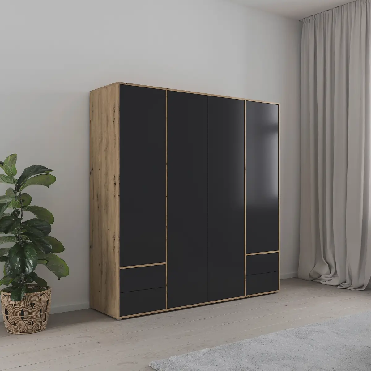 rauch Blue Drehtürenschrank Nabila 187cm | Holztöne