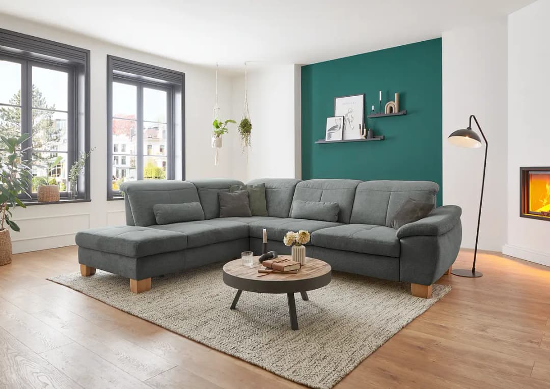 Fredriks Ecksofa Malkash mit Ottomane | Grau