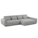 Ecksofa mit XXL-Longchair Grau/Hellgrau Webstoff Saia | Grau