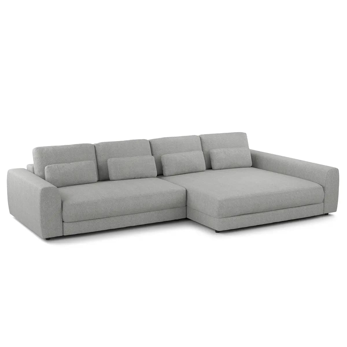 Ecksofa mit XXL-Longchair Grau/Hellgrau Webstoff Saia | Grau