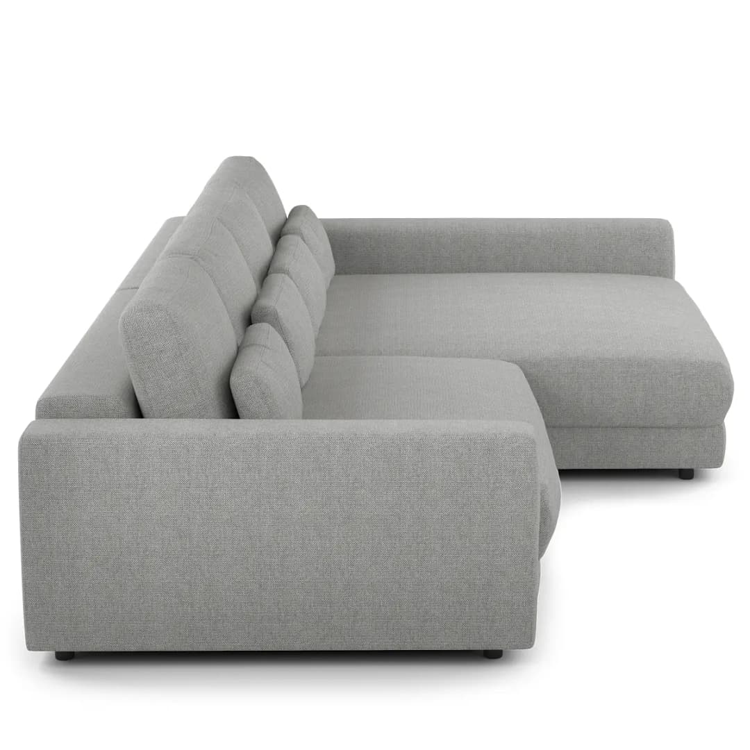 Ecksofa mit XXL-Longchair Grau/Hellgrau Webstoff Saia | Grau