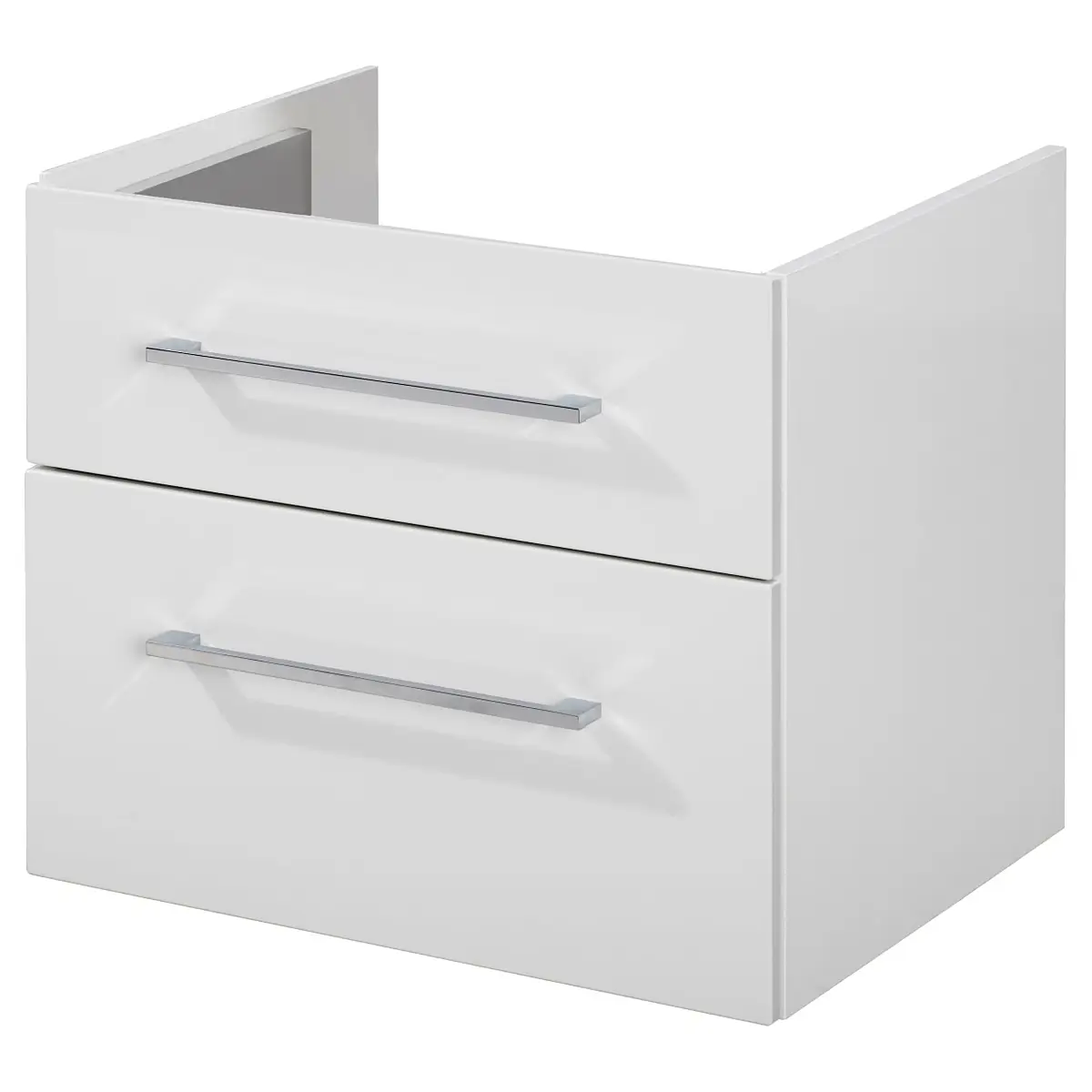 Waschtischunterschrank Lara 2 Schubladen 60cm Weiß/Hochglanz Weiß