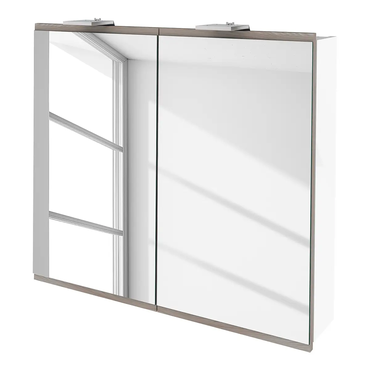 Beleuchteter Spiegelschrank Lima 80cm Braun/Weiß | Weiß