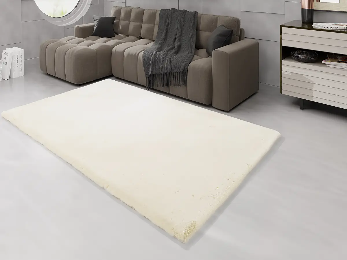 Fellteppich Lavabile Extra Beige/Creme 120 x 180cm Kunstfell