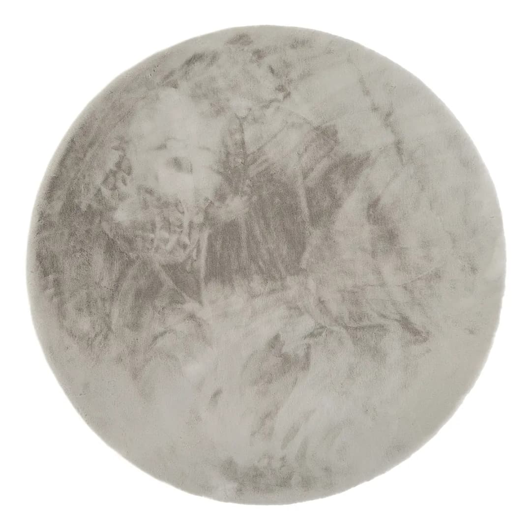 Fellteppich Lavabile Extra rund Grau/Grau Ø 80cm Kunstfell