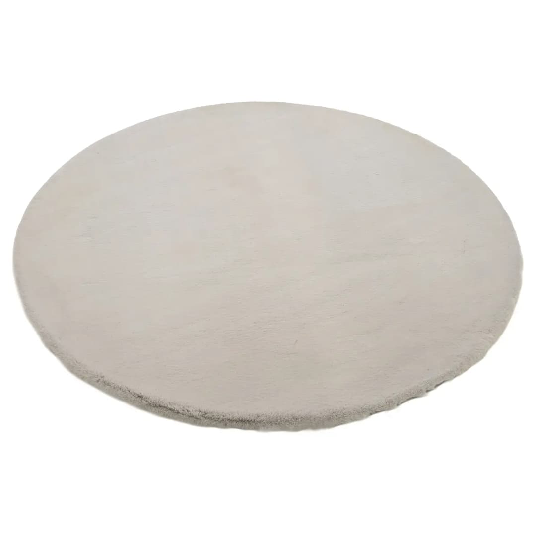 Fellteppich Lavabile Extra rund Grau/Grau Ø 80cm Kunstfell