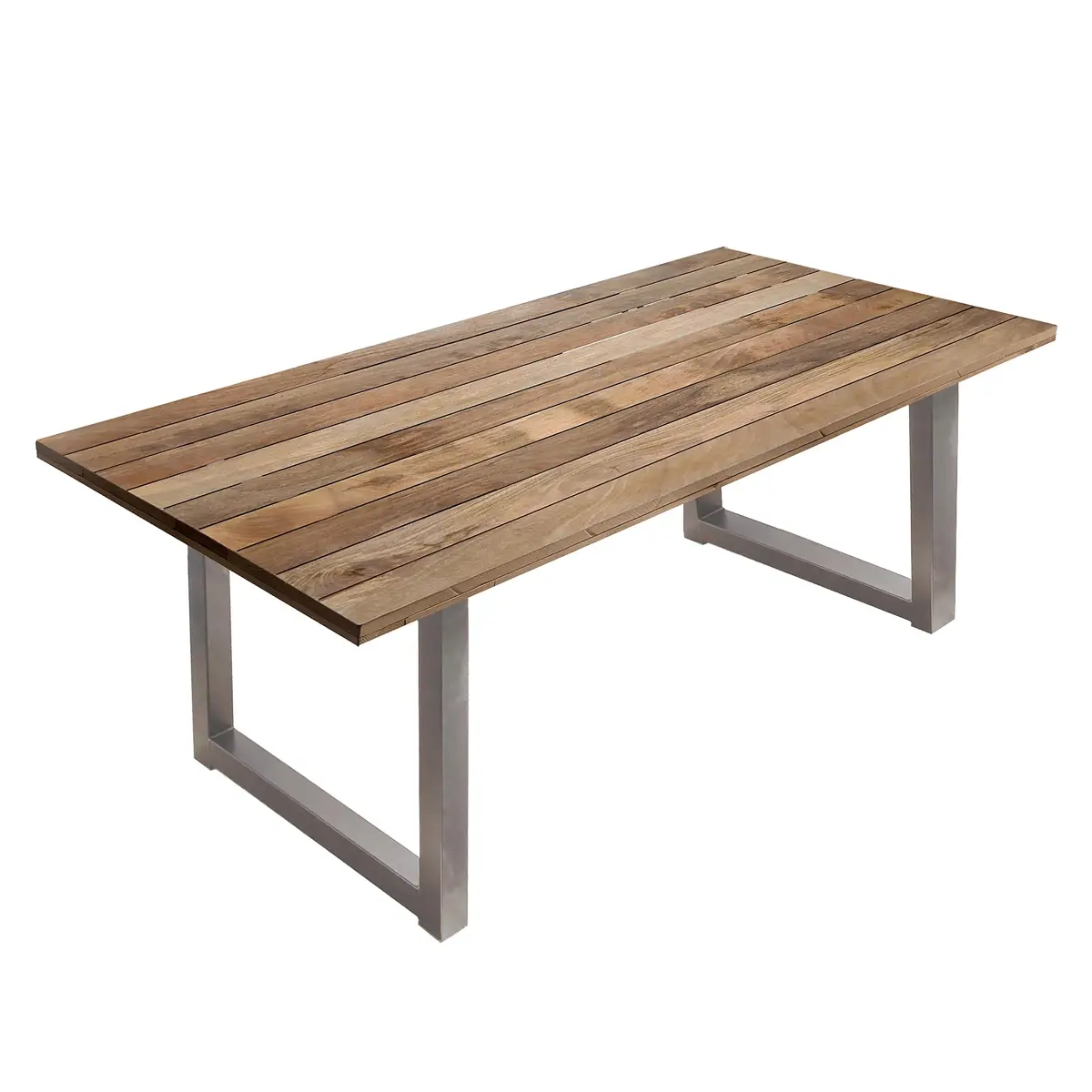 loftscape Massiver Esstisch Solou U-Form 240 x 100cm Braun Silber