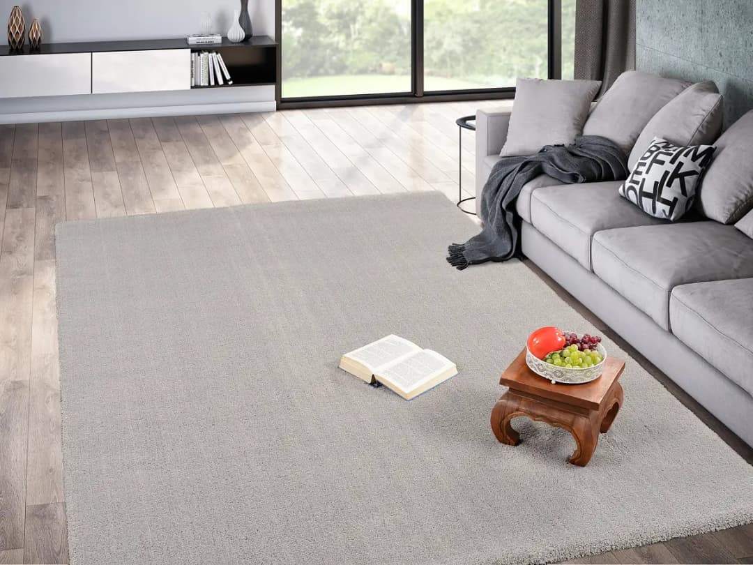 Hochflorteppich Plushia Uni 140 x 200cm Grau | Grau