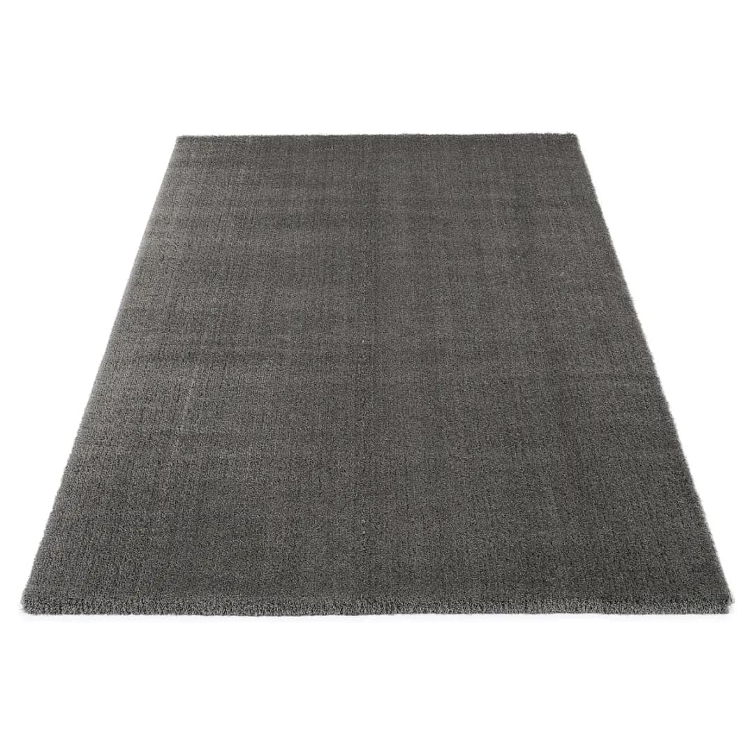 Hochflorteppich Plushia Uni 140 x 200cm Grau/Dunkelgrau | Grau