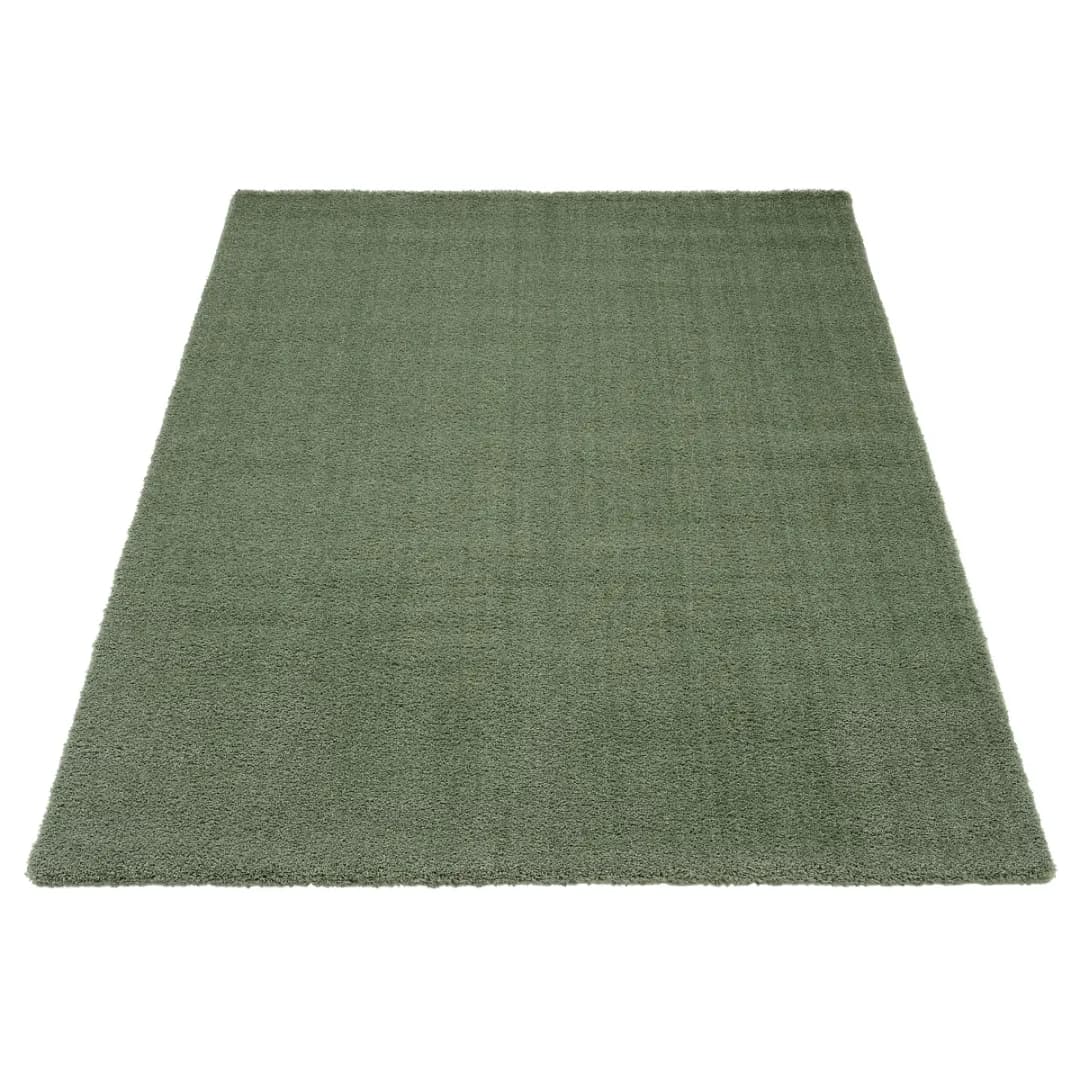 Hochflorteppich Plushia Uni 160 x 230cm Grün/Olivgrün | Grün