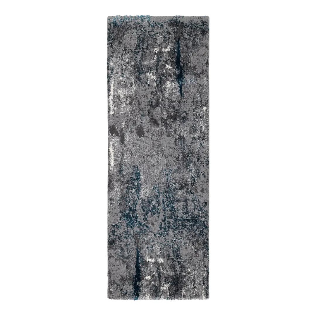 Läufer Echo Stream 80 x 300cm Blau/Grau/Grau/Petrol | Grau