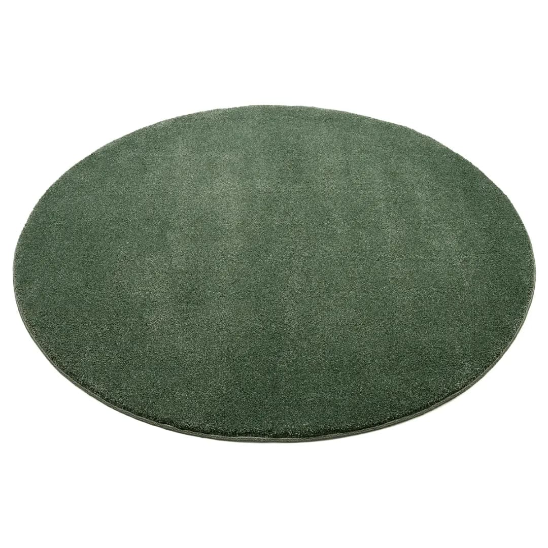 Kurzflorteppich Moss Mono rund Grün/Grün Ø 240cm Polypropylen