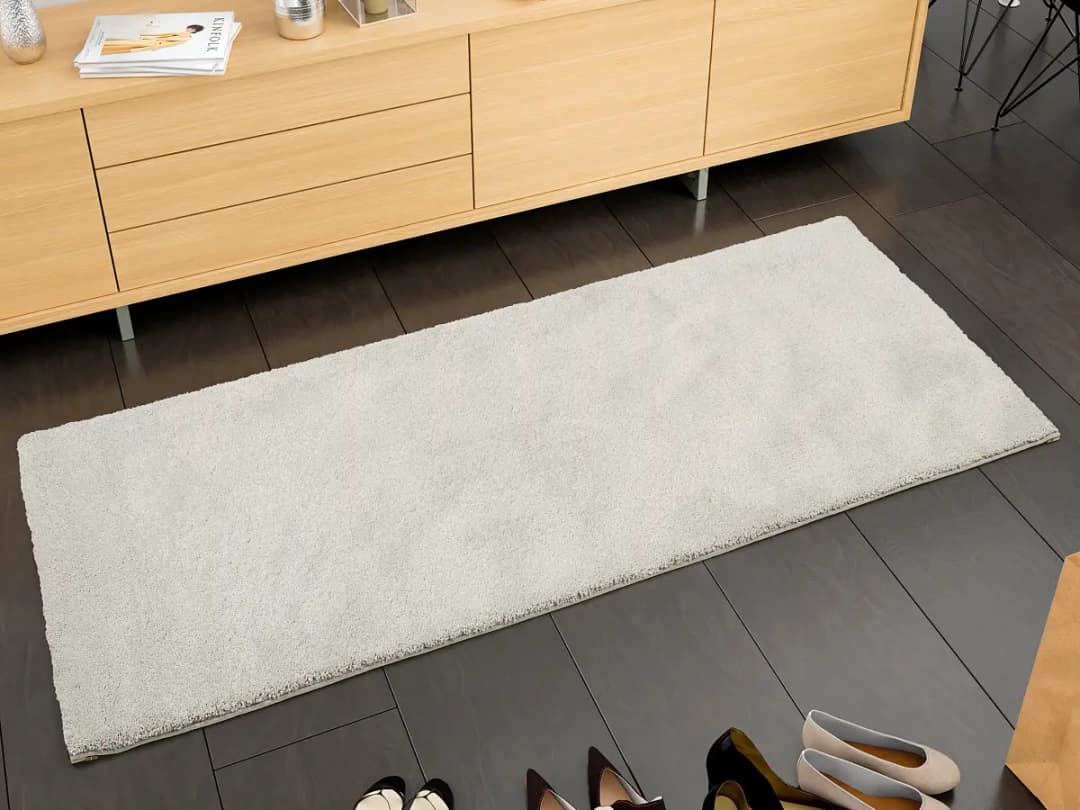 Läufer Moss Mono 80 x 200cm Weiß/Altweiß | Weiß