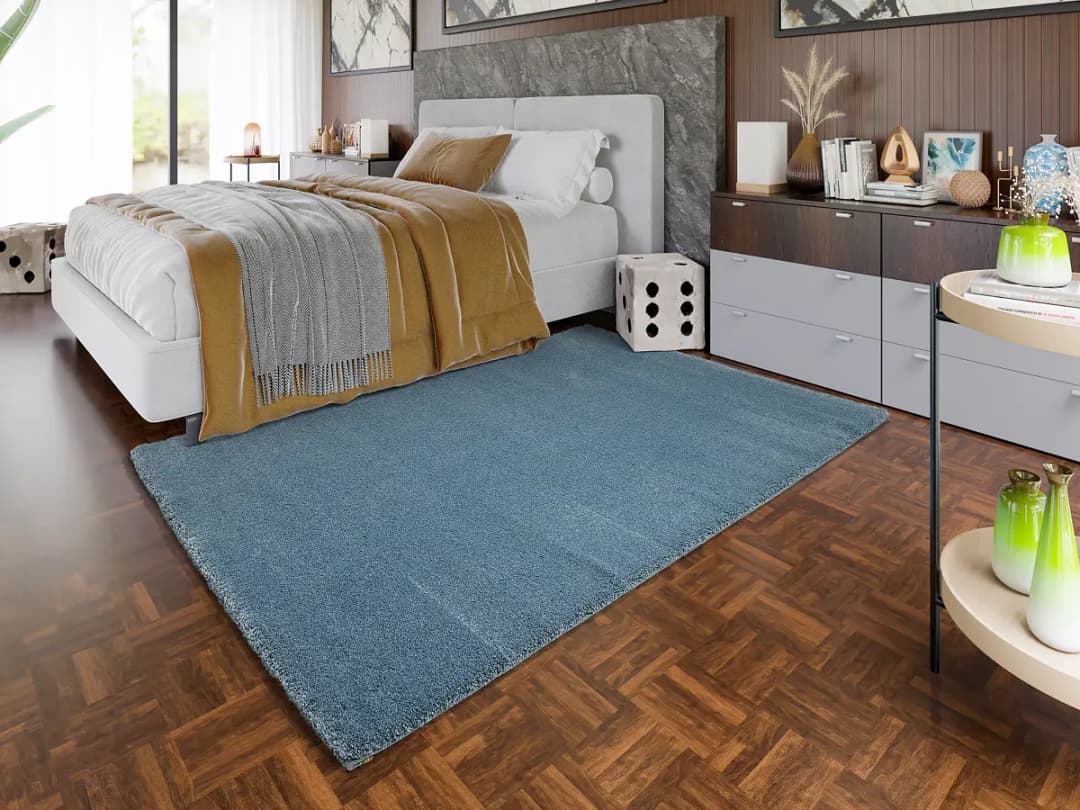 Kurzflorteppich Moss Mono | Blau