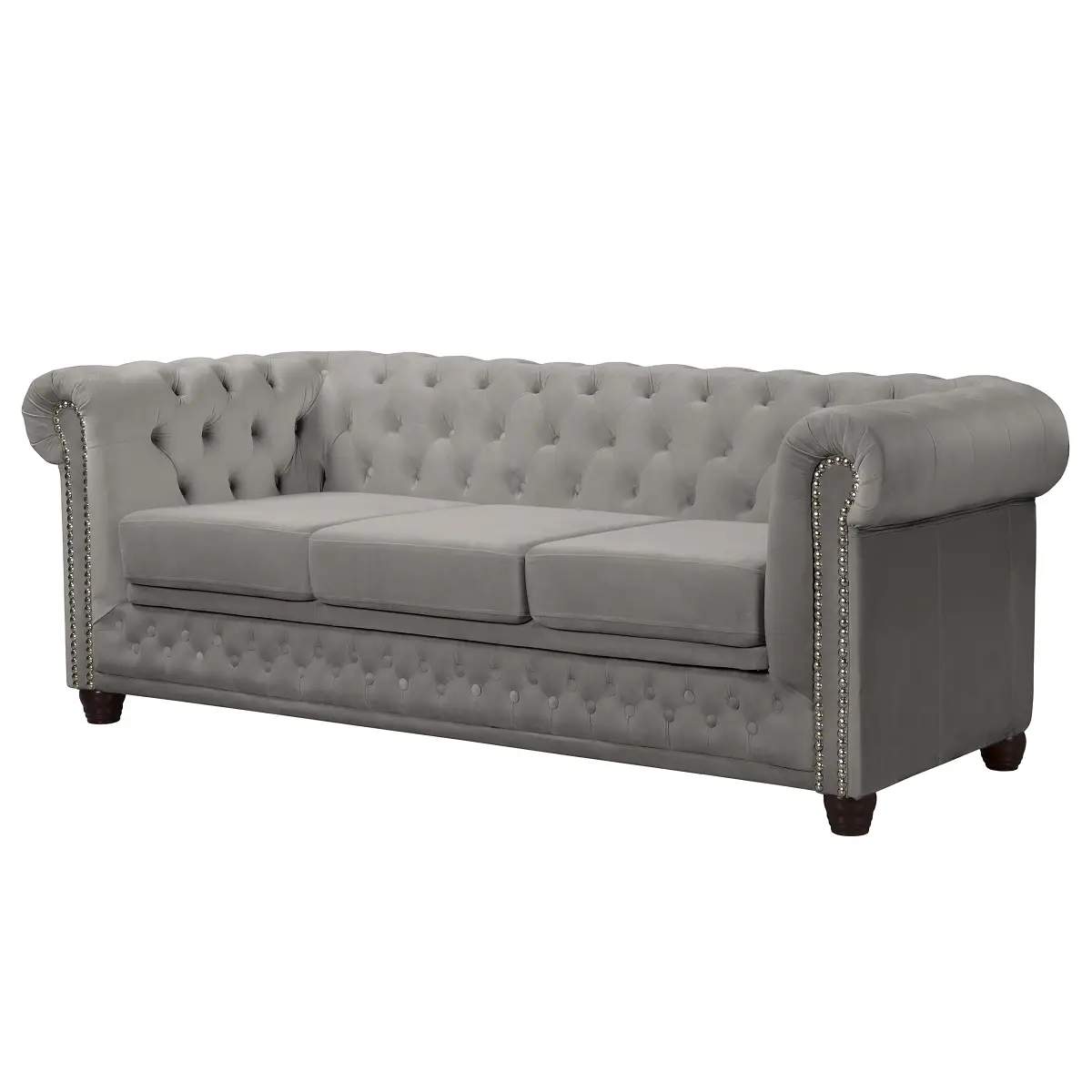 kollected 3-Sitzer Sofa Grau/Taupe Samt Ravi | Grau