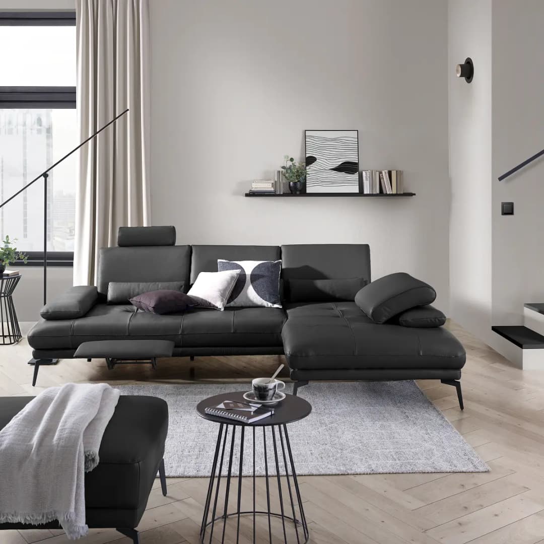 Ecksofa AMIAN | Schwarz