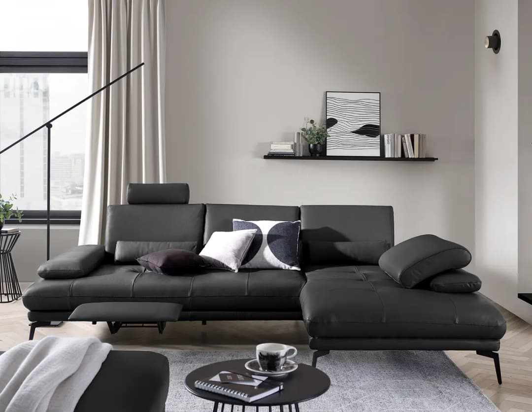 Ecksofa AMIAN | Schwarz