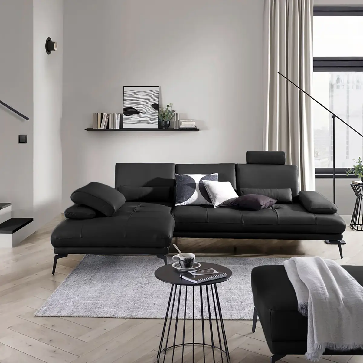 Ecksofa AMIAN | Schwarz