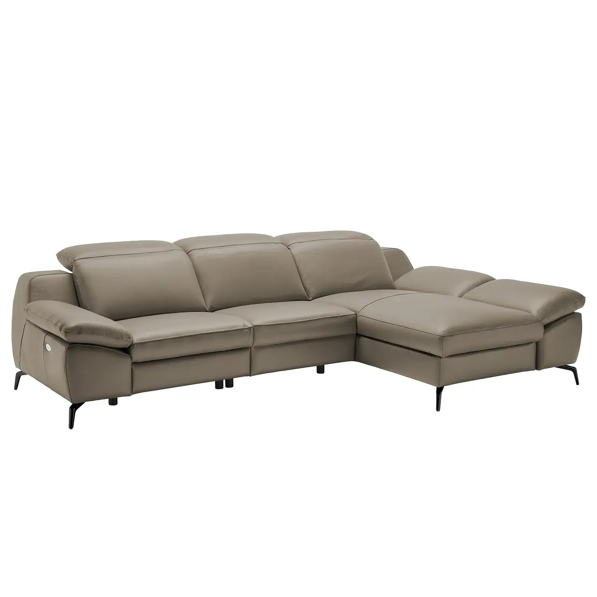 Fredriks Ecksofa mit Longchair Grau Echtleder Domna | Grau