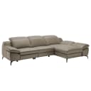 Fredriks Ecksofa mit Longchair Grau Echtleder Domna | Grau