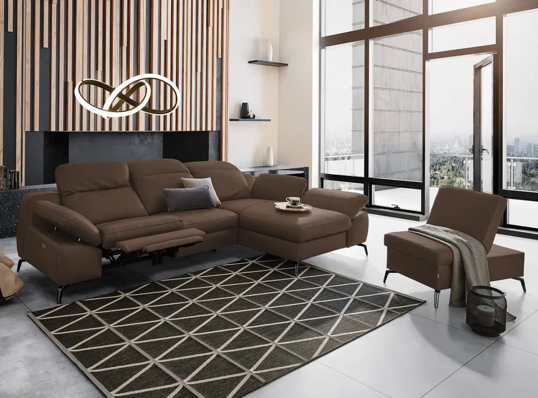 Fredriks Ecksofa mit Longchair Domna | Braun