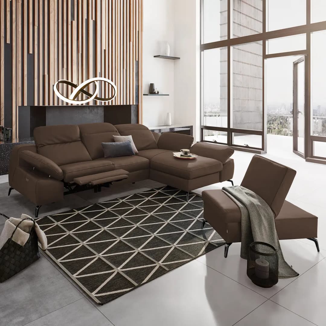 Fredriks Ecksofa mit Longchair Domna | Braun