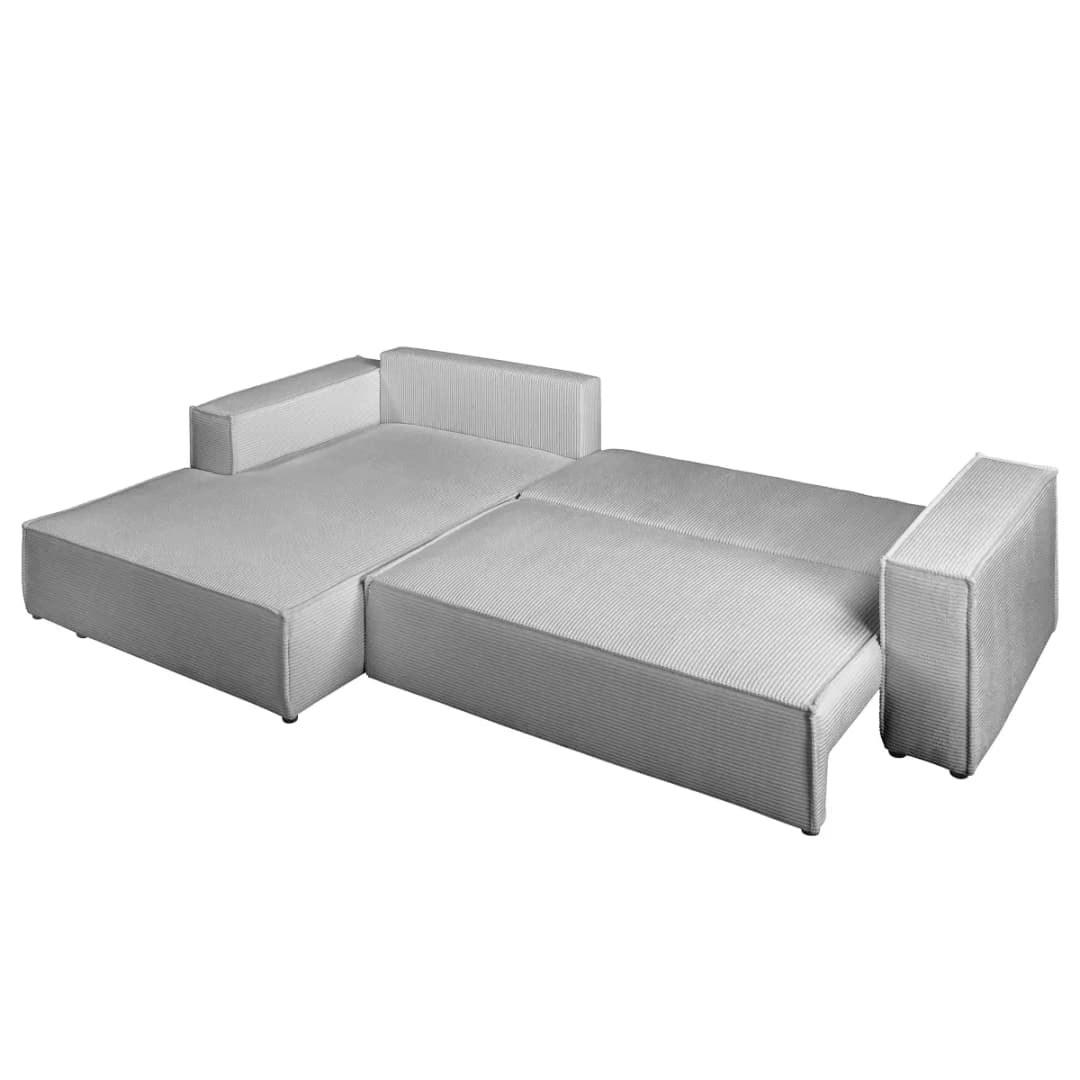 Ecksofa mit Schlaffunktion Grau Cordstoff Poppy | Grau