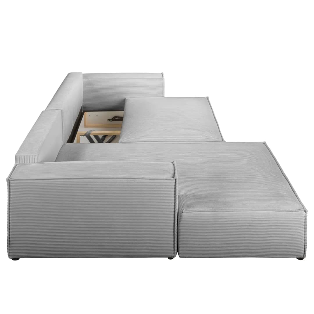 Ecksofa mit Schlaffunktion Grau Cordstoff Poppy | Grau