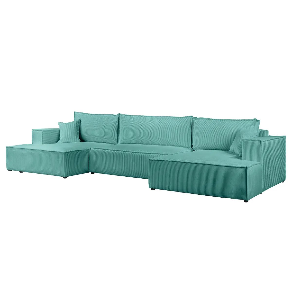 Wohnlandschaft mit Schlaffunktion Blau Cordstoff Poppy | Türkis