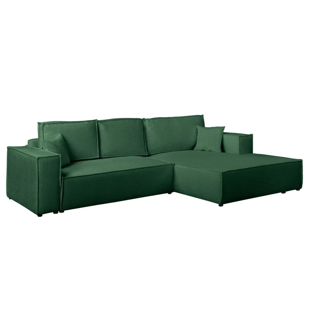 Mørteens Ecksofa mit Schlaffunktion Grün Cordstoff Poppy | Grün
