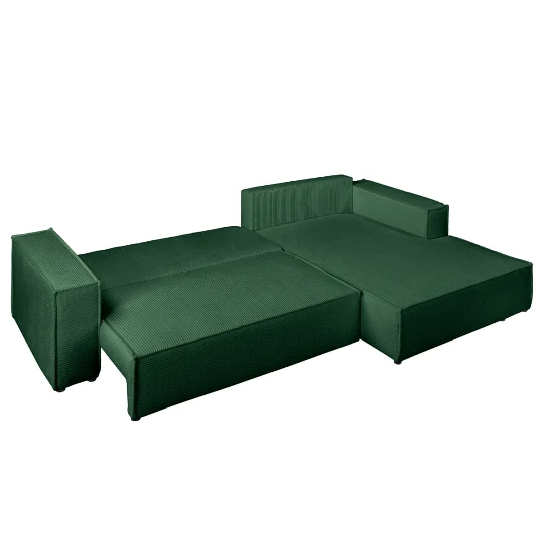 Mørteens Ecksofa mit Schlaffunktion Grün Cordstoff Poppy | Grün