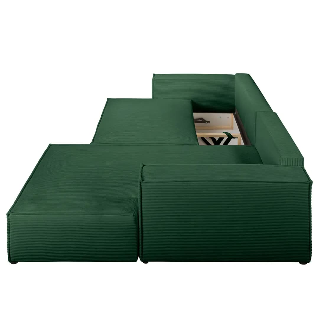 Mørteens Ecksofa mit Schlaffunktion Grün Cordstoff Poppy | Grün