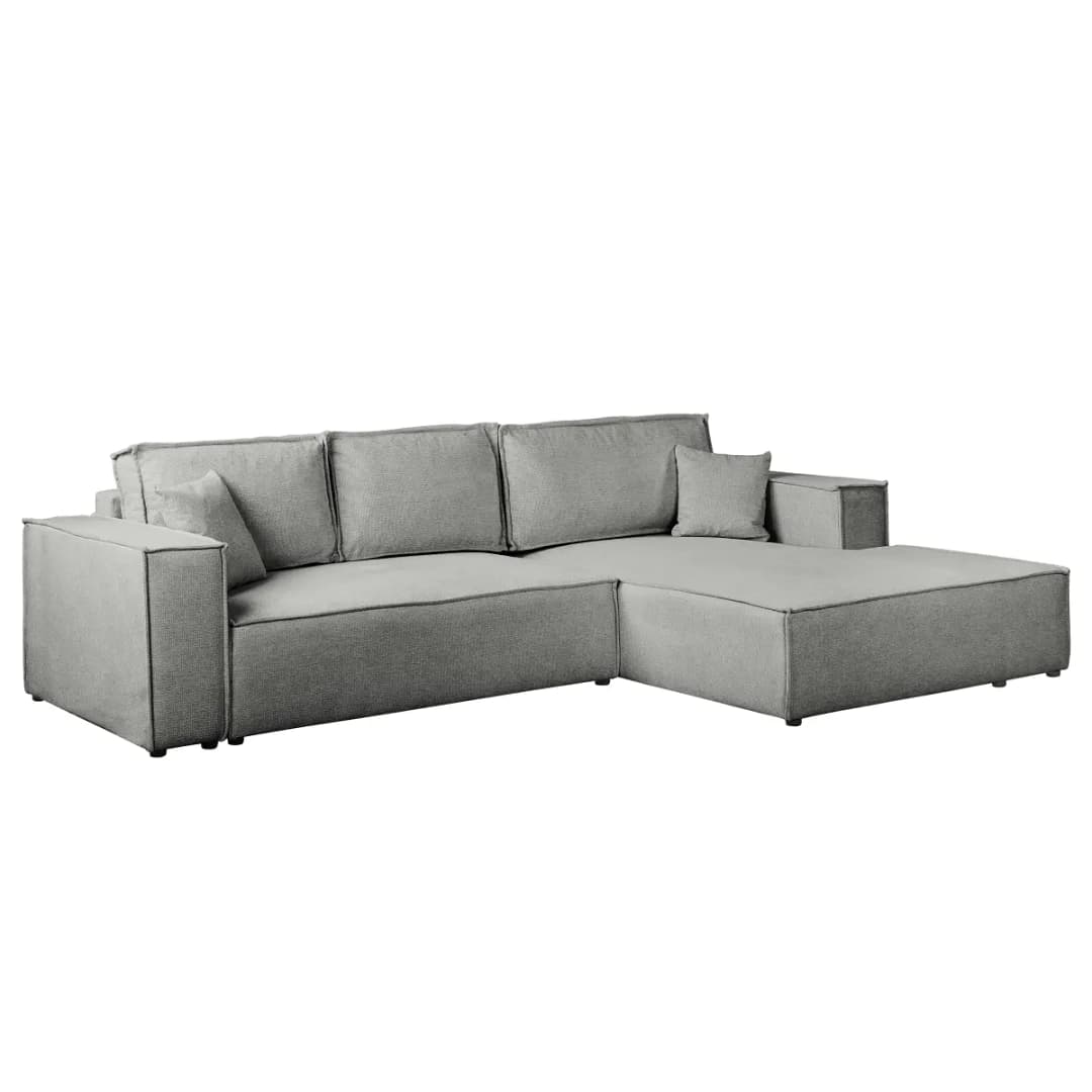 Ecksofa mit Schlaffunktion Grau/Dunkelgrau Webstoff Aranja