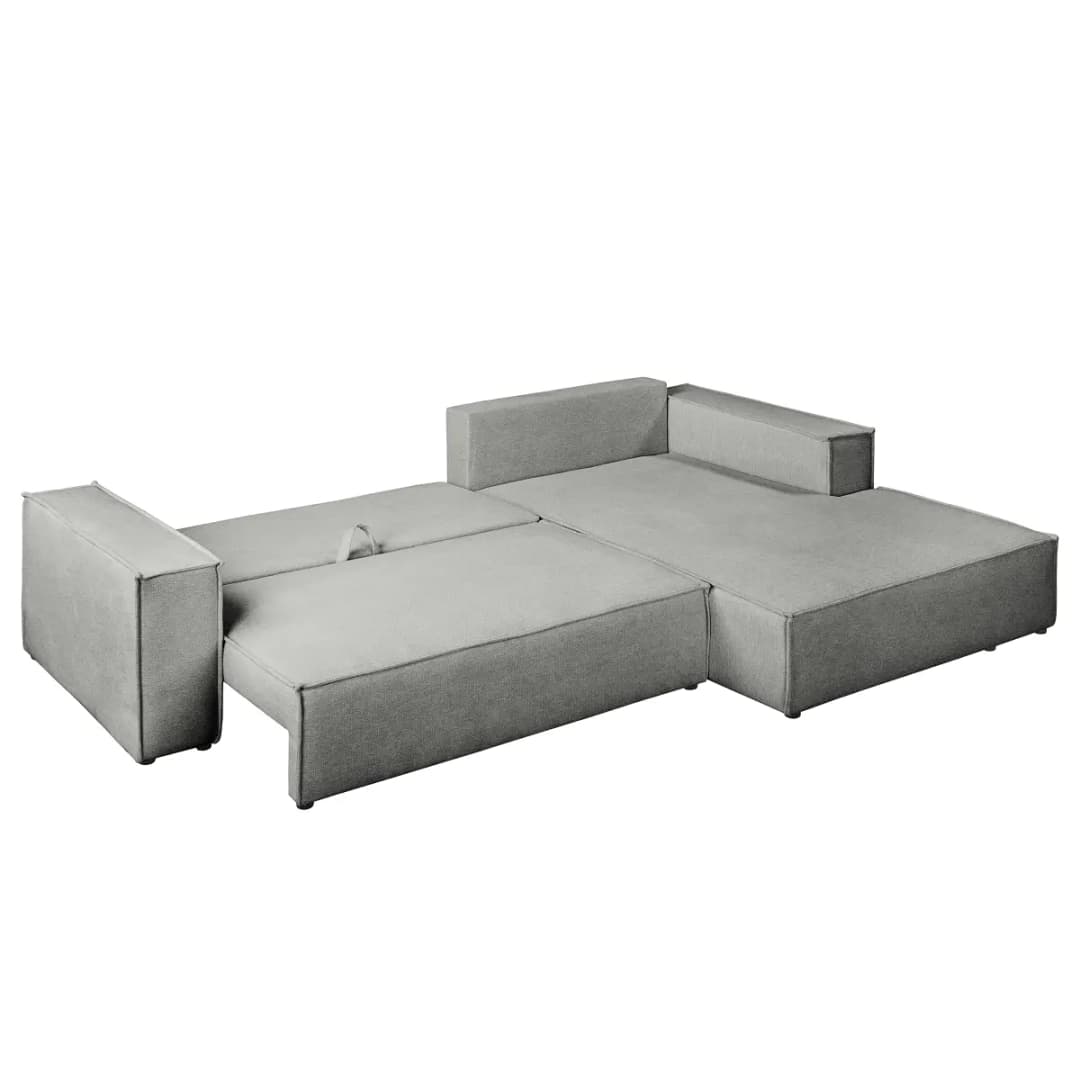 Ecksofa mit Schlaffunktion Grau/Dunkelgrau Webstoff Aranja
