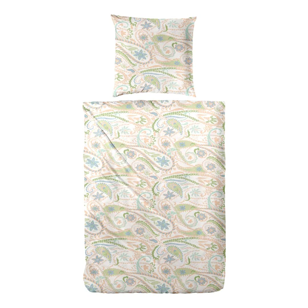 Mako-Satin-Bettwäsche Pastel Paisley | Beige