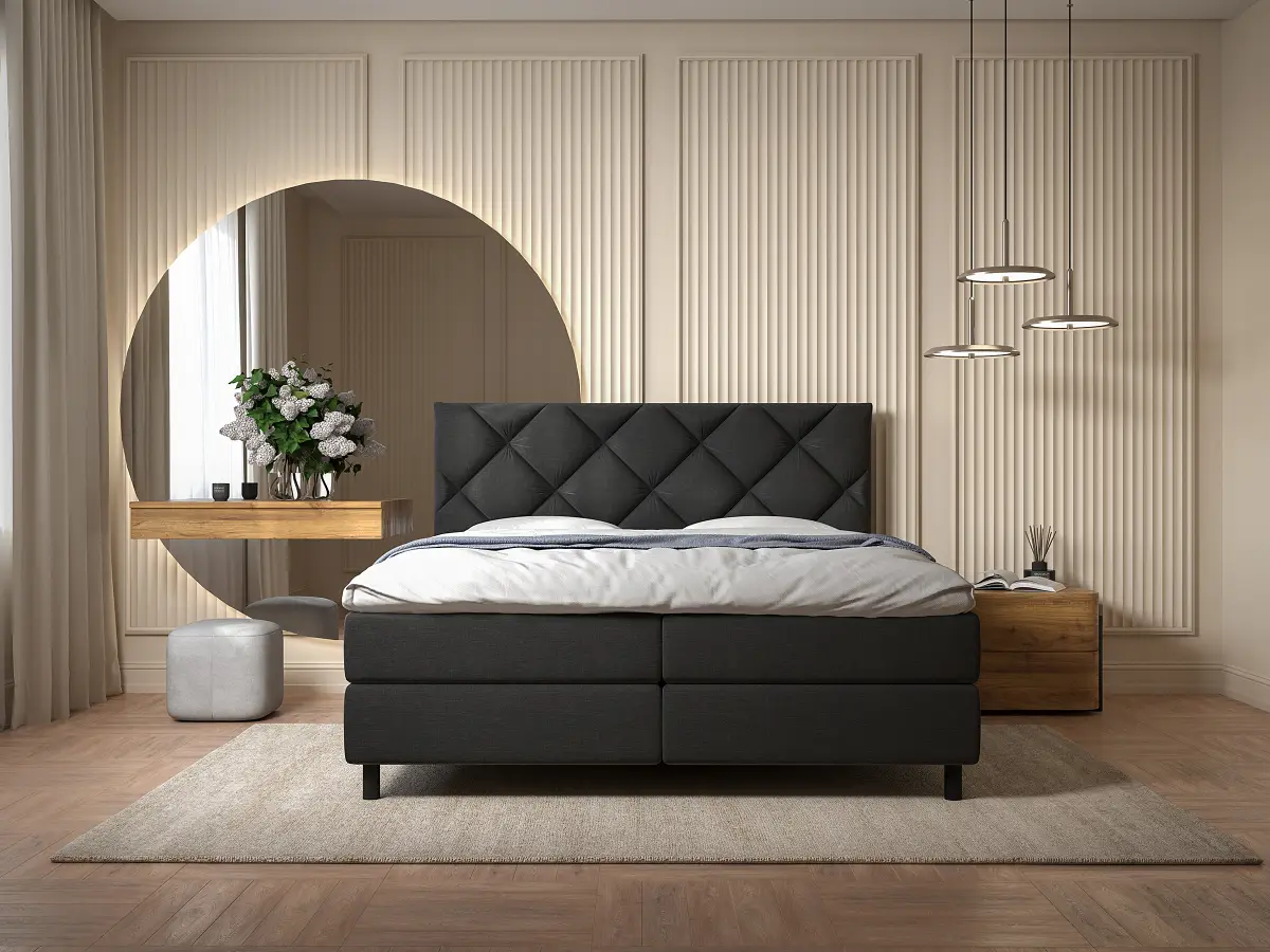 Loftscape Boxspringbett Curgen 180 x 200cm Webstoff Wiam Beige | Beige