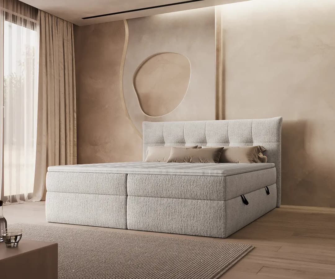 Boxspringbett Primes 140 x 200cm Chenille Pelagia Beige | Beige