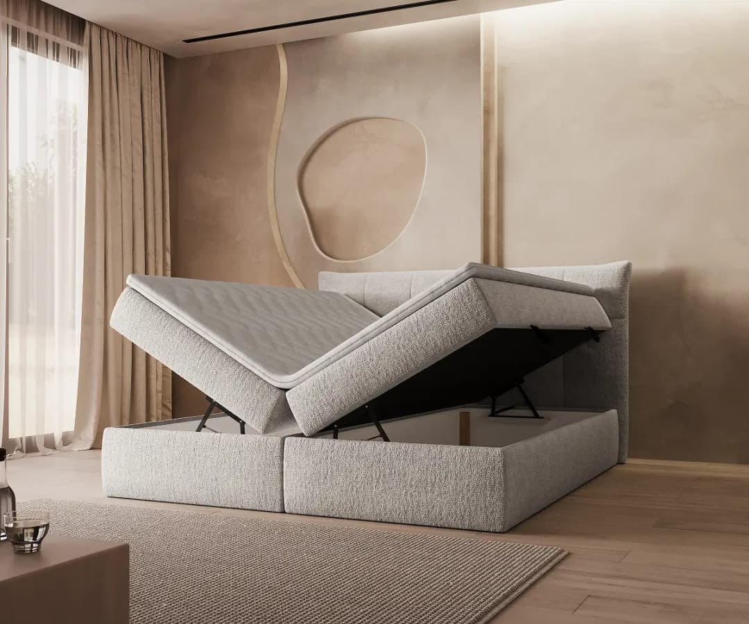 Boxspringbett Primes 140 x 200cm Chenille Pelagia Beige | Beige