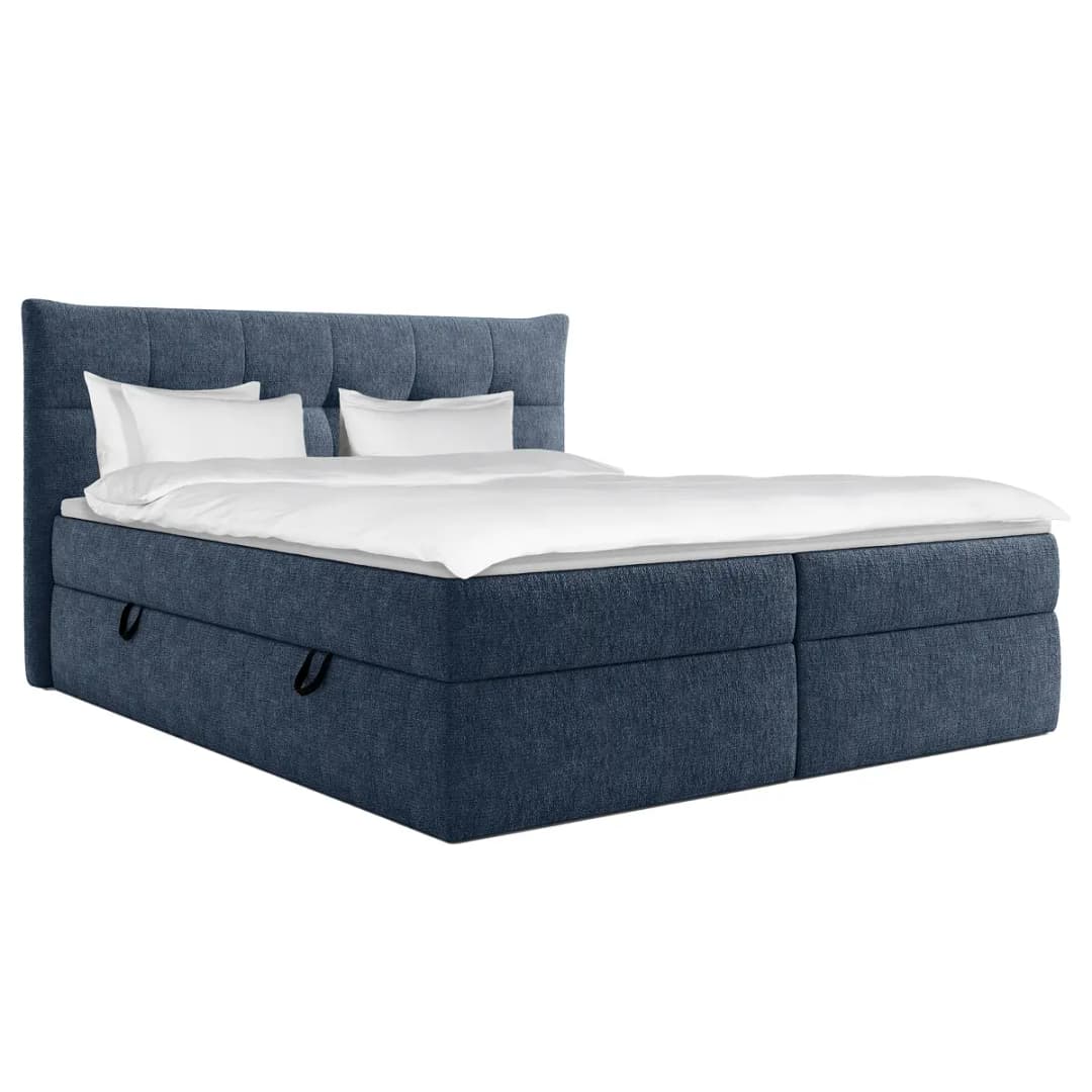 Boxspringbett Primes 140 x 200cm Chenille Pelagia Blau | Blau