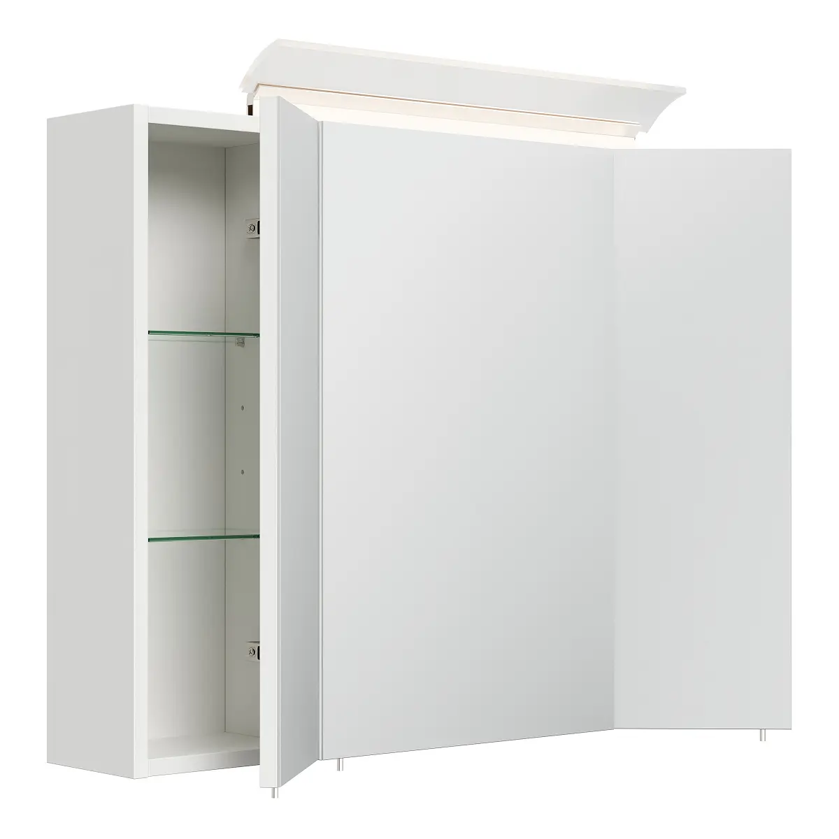 Spiegelschrank Acrylglaslampe 80cm Weiß/Hochglanz Weiß | Weiß