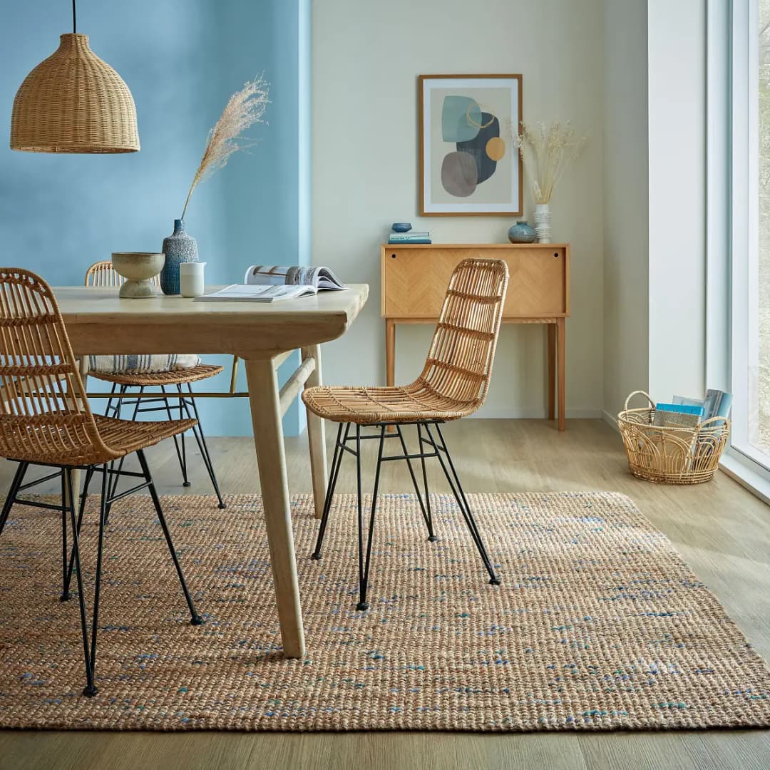 Juteteppich Bouclé | Blau
