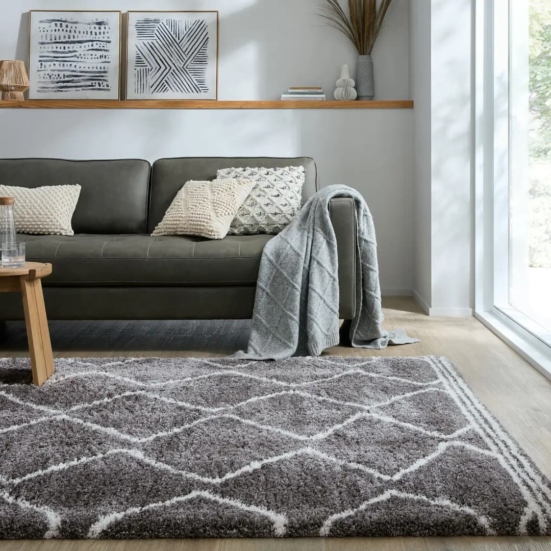 Flair Rugs Hochflorteppich Riad Berber 160 x 230cm Grau | Grau