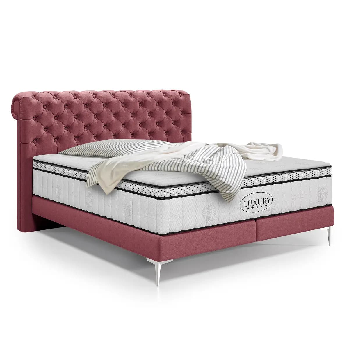 Fredriks Boxspringbett Moonda 160 x 200cm Samt Cloe Weinrot | Rot