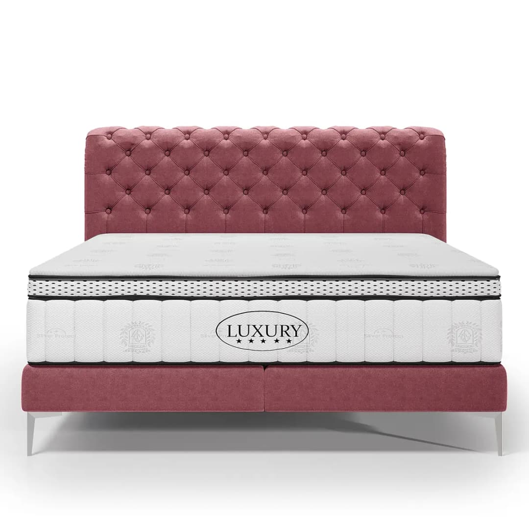Fredriks Boxspringbett Moonda 160 x 200cm Samt Cloe Weinrot | Rot
